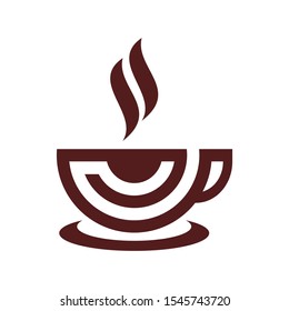 hot coffee cup abstract eye vision logo icon vector concept design