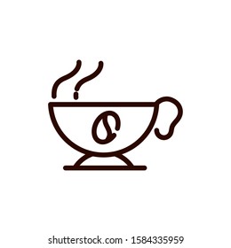 hot coffee cup bean plate line design vector illustration