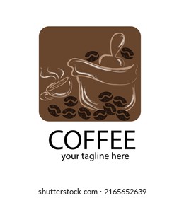 Hot Coffee in a cup and coffee beans, hot coffee in a cup
