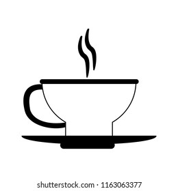 Hot coffee cup in black and white