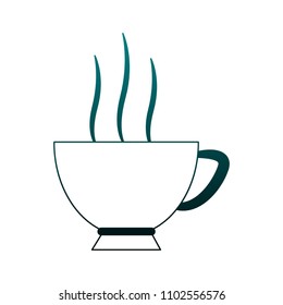 Hot coffee cup in blue lines