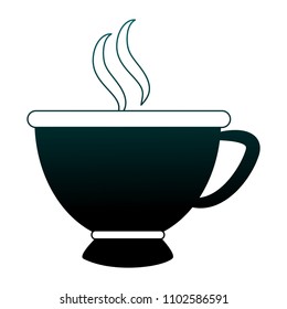 Hot coffee cup in blue lines