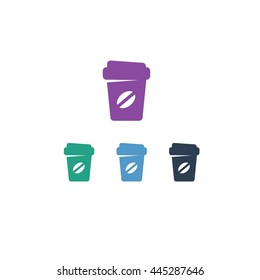 Hot Coffee Cup Cafe Caffeine Logo Vector Illustration Flat Design