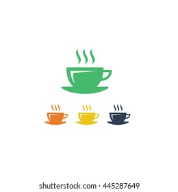 Hot Coffee Cup Cafe Caffeine Logo Vector Illustration Flat Design