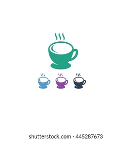 Hot Coffee Cup Cafe Caffeine Logo Vector Illustration Flat Design