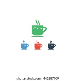 Hot Coffee Cup Cafe Caffeine Logo Vector Illustration Flat Design