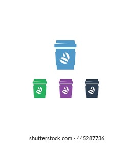 Hot Coffee Cup Cafe Caffeine Logo Vector Illustration Flat Design
