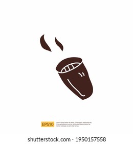hot coffee cup for cafe concept vector illustration. hand drawing doodle silhouette glyph solid icon sign symbol