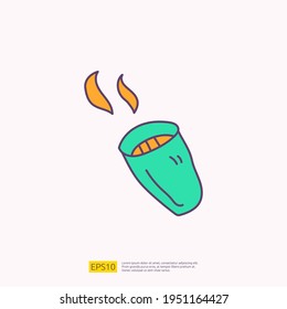 taza de café caliente para la ilustración del vector de concepto de café. símbolo del icono de color de relleno de dibujo manual