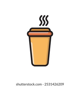 Hot coffee cup character design illustration, isolated on white background. 