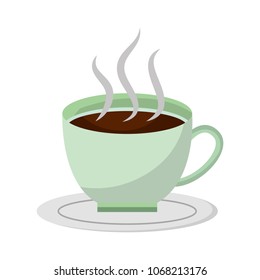 hot coffee cup in dish aroma fresh