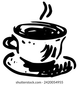 Hot Coffee Cup, Drawing of a Cup of Coffee.