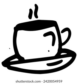 Hot Coffee Cup, Drawing of a Cup of Coffee.