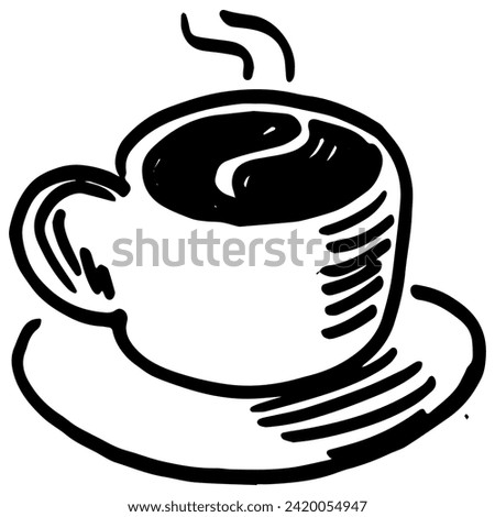 Hot Coffee Cup, Drawing of a Cup of Coffee.