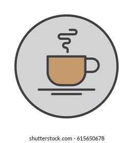 Hot coffee cup filled outline icon, round colorful vector sign, circular pictogram. Symbol, logo illustration