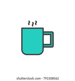 Hot coffee cup filled outline icon, line vector sign, linear colorful pictogram isolated on white. Symbol, logo illustration. Pixel perfect vector graphics
