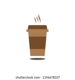 hot coffee cup in flat design - Isolated on white background, vector illustration