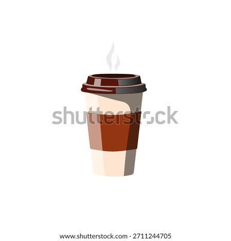 Hot coffee cup in flat illustration for winter sale promo. Ideal for café ads, cozy-themed marketing, shopping banners, and seasonal promotions.