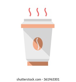 Hot coffee cup, flat style, vector illustration. Coffee to go.