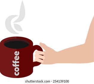   hot coffee cup in hand