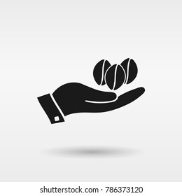Hot coffee cup in hand. Vector icon 10 EPS
