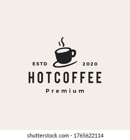 hot coffee cup hipster vintage logo vector icon illustration