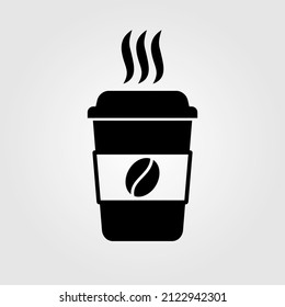 Hot-Coffee-Cup-Symbol mit Bohnen-Logo einzeln auf weißem Hintergrund. Vektorgrafik	