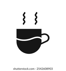 Hot coffee cup icon black and white vector sign