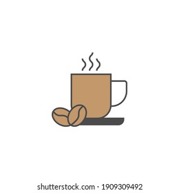 hot coffee cup icon  in color icon, isolated on white background 