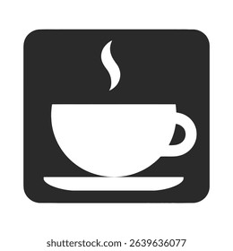 Hot coffee cup icon in dark square graphic design