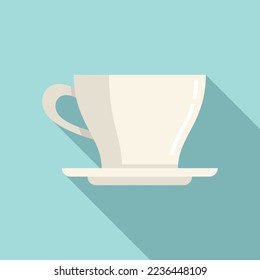 Hot coffee cup icon flat vector. Break cafe. Espresso morning