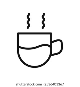 Hot coffee cup icon Flat art illustration in outline