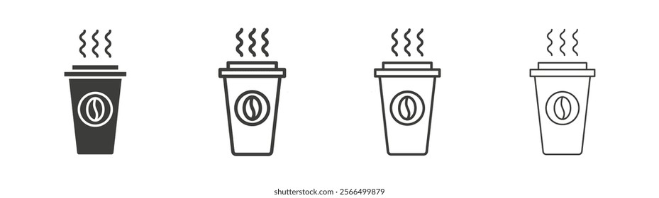 Hot coffee cup icon flat and linear vector illustration on white background.