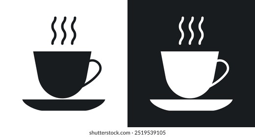 Hot coffee cup icon icons in black and white filled style