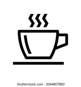 Hot coffee cup icon, isolated on white background, Linear design, Vector illustration
