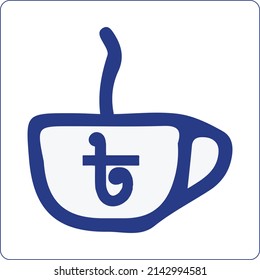 Hot COffee Cup icon or logo isolated sign symbol with BDT Currency Icon.