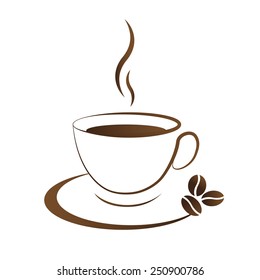 hot coffee cup icon on a white background