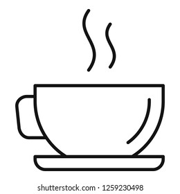 Hot coffee cup icon. Outline hot coffee cup vector icon for web design isolated on white background