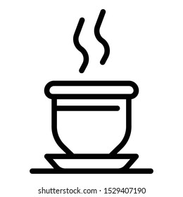 Hot coffee cup icon. Outline hot coffee cup vector icon for web design isolated on white background