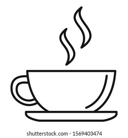 Hot coffee cup icon. Outline hot coffee cup vector icon for web design isolated on white background