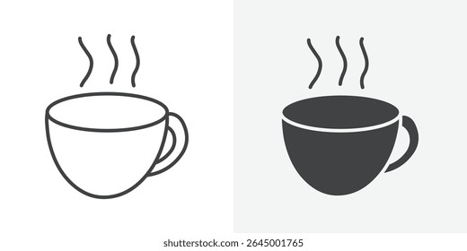 Hot coffee cup icon Outline vector sign