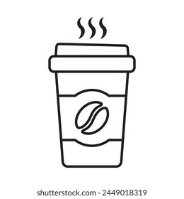Hot coffee cup icon. Paper coffee cup icon isolated on white background.