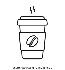 Hot coffee cup icon. Paper coffee cup icon isolated on white background.