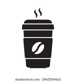 Icono de taza de café caliente. Icono de taza de café de papel aislado sobre fondo blanco.