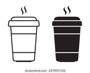 Hot coffee cup icon. Paper coffee cup icon isolated on white background.