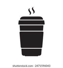 Hot coffee cup icon. Paper coffee cup icon isolated on white background.