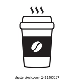 Ikone der heißen Kaffeetasse. Papier-Kaffeetasse-Symbol isoliert auf weißem Hintergrund.