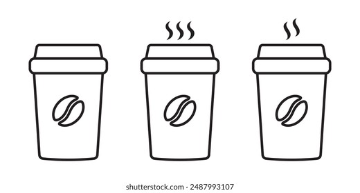 Hot coffee cup icon. Paper coffee cup icon isolated on white background.