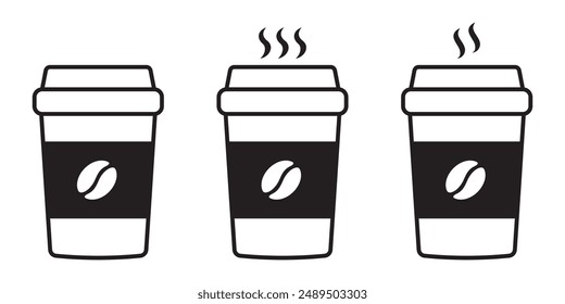 Hot coffee cup icon. Paper coffee cup icon isolated on white background.