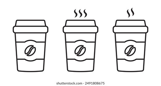 Hot coffee cup icon. Paper coffee cup icon isolated on white background.
